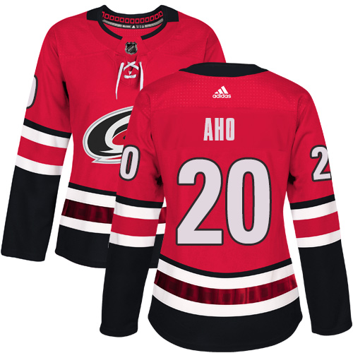 Adidas Hurricanes #20 Sebastian Aho Red Home Authentic Women's Stitched NHL Jersey